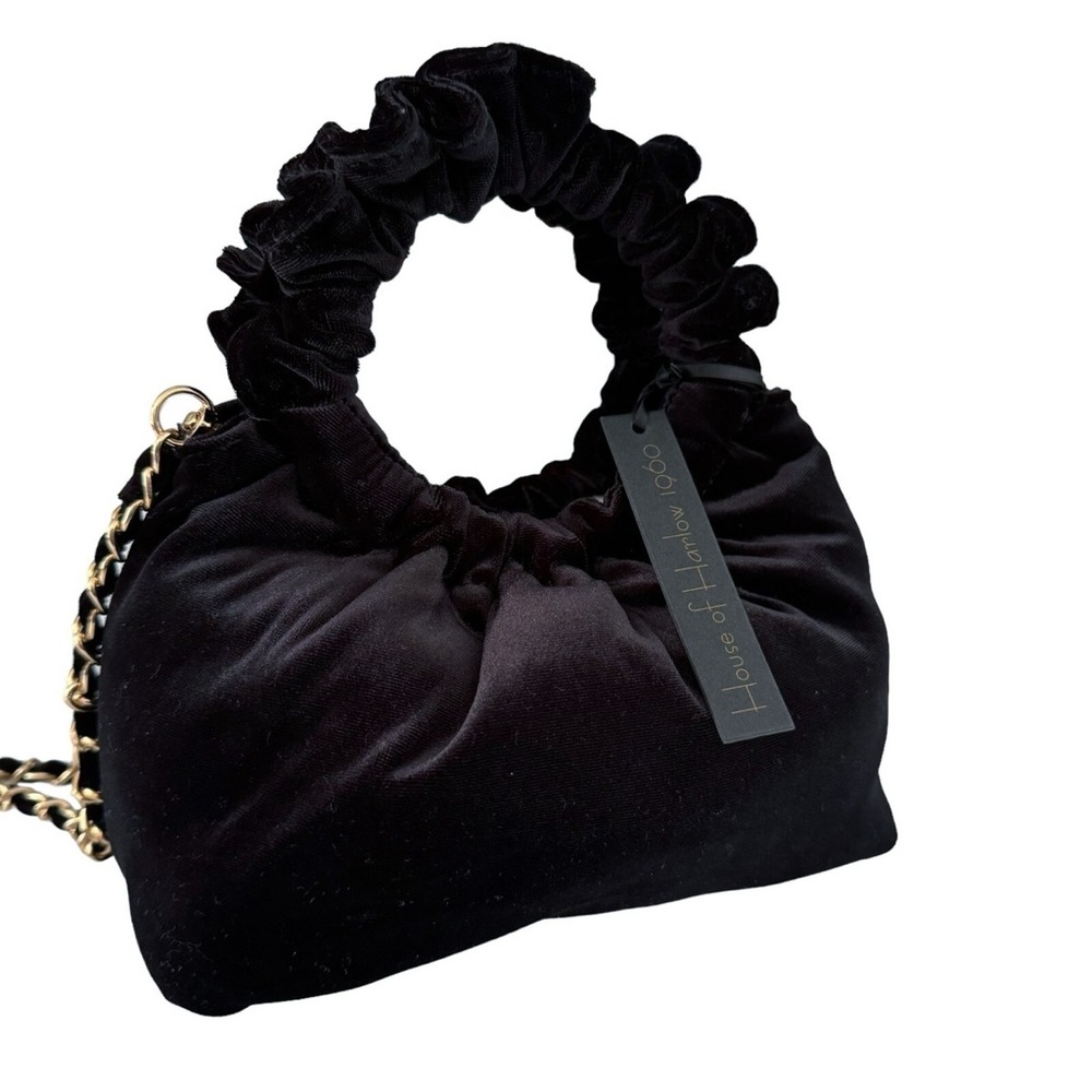 House of Harlow 1960 Black Mini Bag with Gold Chain